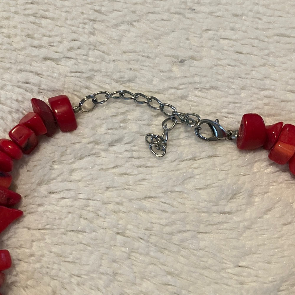 Red Coral Beaded Necklace - Picture 3 of 4